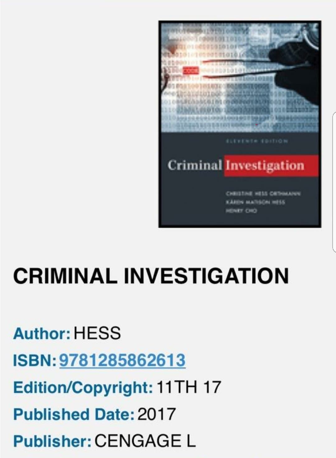 Criminal Investigation (MindTap Course List)