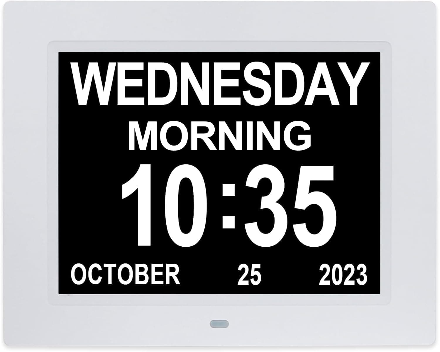 8 Inch Extra Large Calendar Day Date Time Clock with Non-Abbreviated Day Month Dementia Clocks Perfect for Senior Elderly Impaired Vision Memory Loss