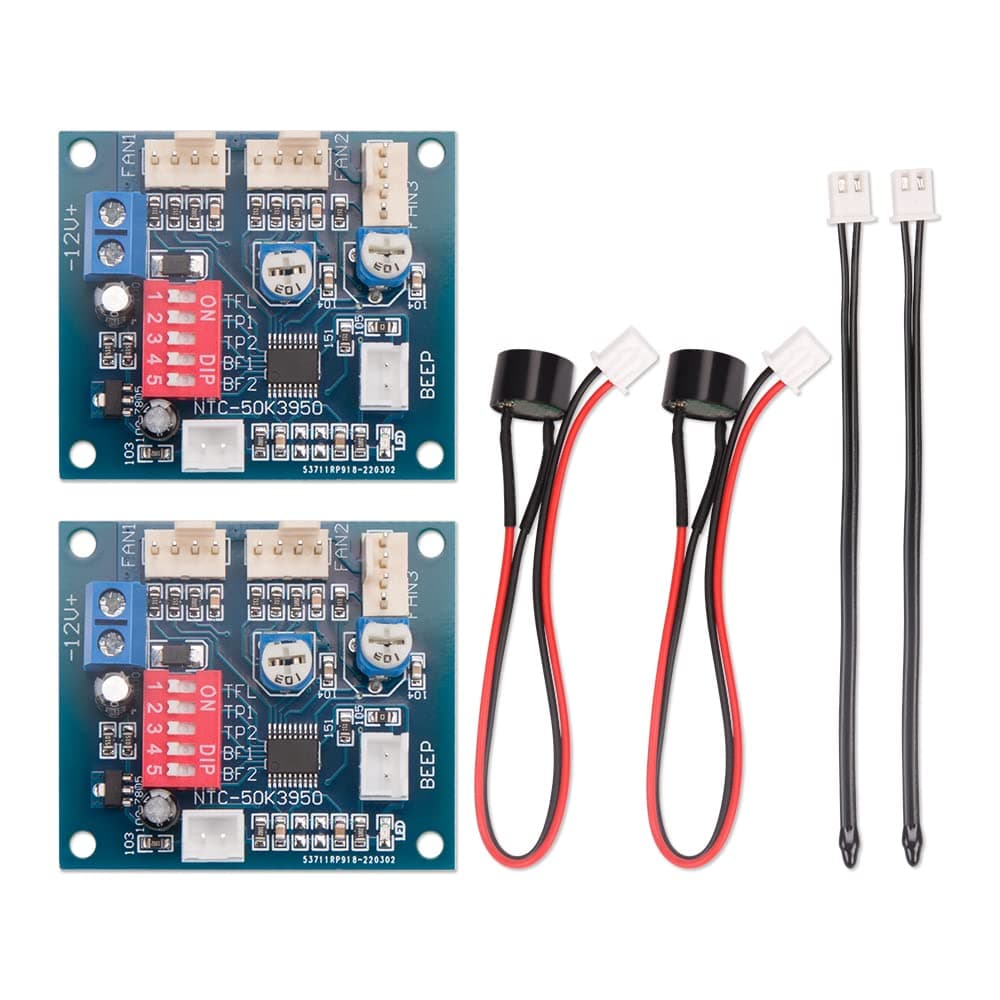2PCS DC 12V 4 Wire PWM PC CPU Fan Temperature Control Speed Controller Module CPU High-Temp Alarm