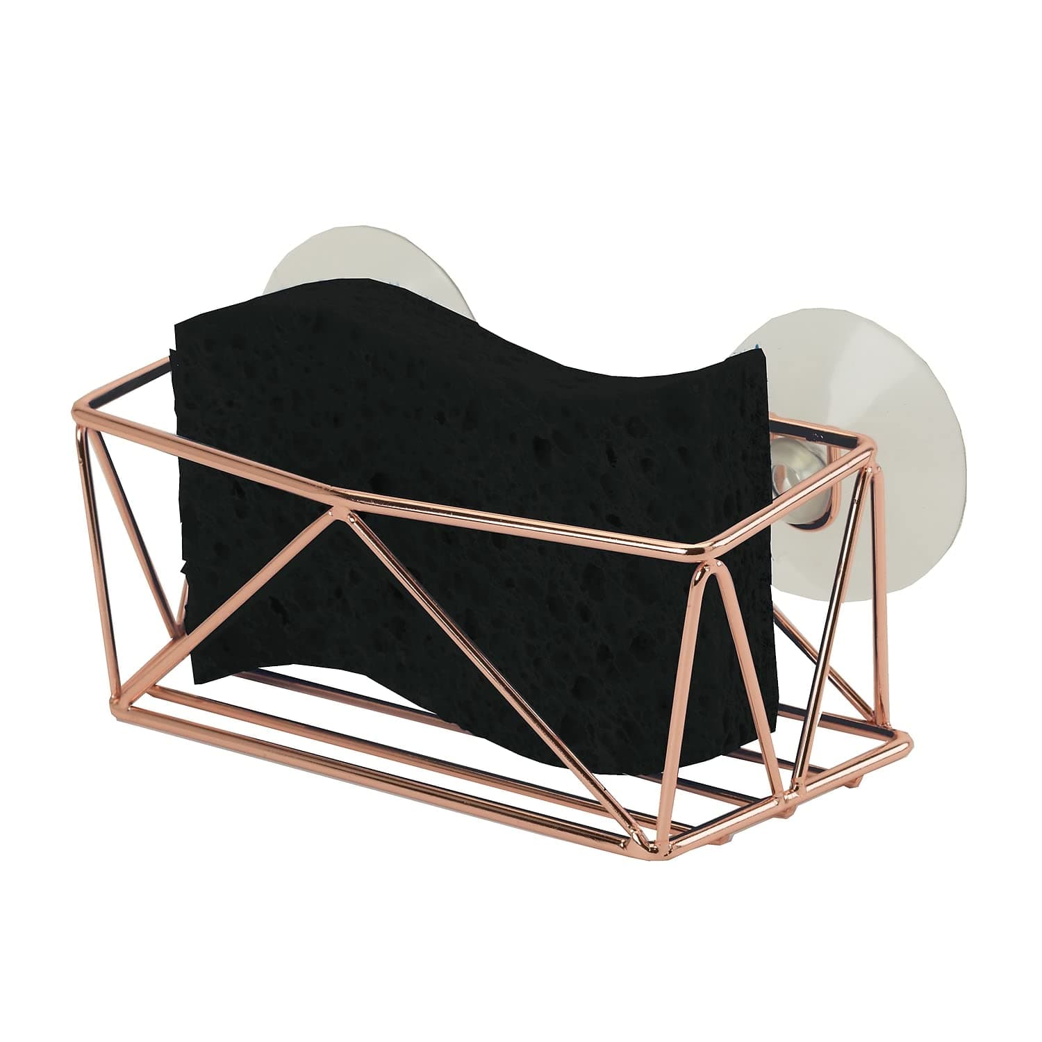 Kitchen Details Geode Suction Cup Sponge Holder | Durable Iron Construction | Suction Cup Stabilizers | Rust Resistant Finish | Kitchen Sink Accessories | Copper