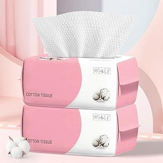 100 Count Disposable Face Towel, Ultra Soft & Thick Washcloths, Biodegradable Facial Towels for Sensitive Skin, Makeup Remover Dry Wipes, Lint-Free Towelettes for Cleansing (2 Pack)