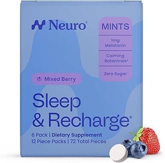 Neuro Sleep & Recharge Meltaway Mints - Sleep Aid for Adults with Melatonin 1mg, Chamomile & Elderberry - Travel Essentials for Nighttime Relaxation & Healthy Rest Cycle - Mixed Berry (72 ct)