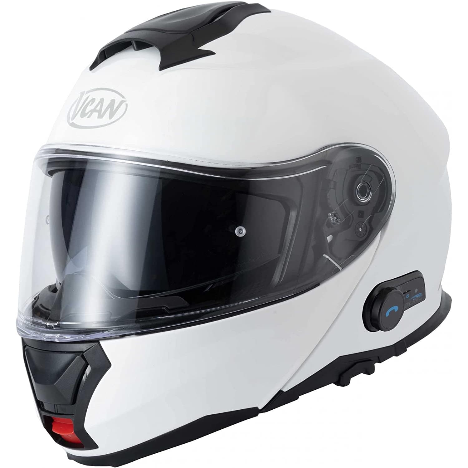 VCAN H272 BLINC BLUETOOTH FLIP-UP FRONT MOTORCYCLE MODULAR HELMET Dual Visor ECE 2206 Approved Full Face Pinlock Ready Touring Motorbike Intercom Helmet, Gloss White