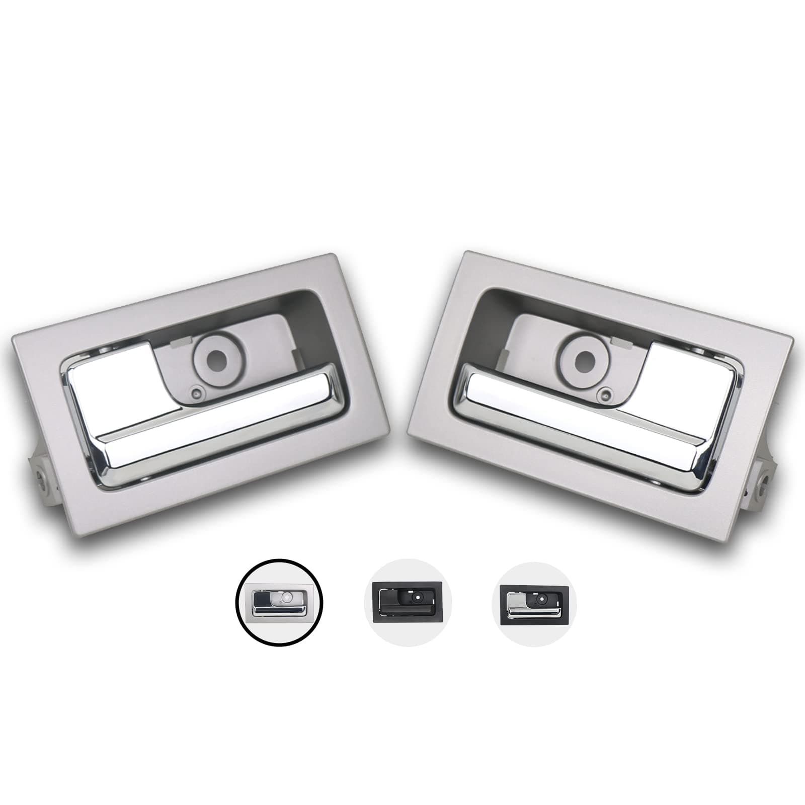 TQPONLY Interior Door Handle Front/Rear Left Driver& Right Passenger Side (Gray Housing+Chrome Lever) Compatible with 2009-2014 Ford F150 Replaces 9L3Z1522601CB 90826 9L3Z1522600CB 90825