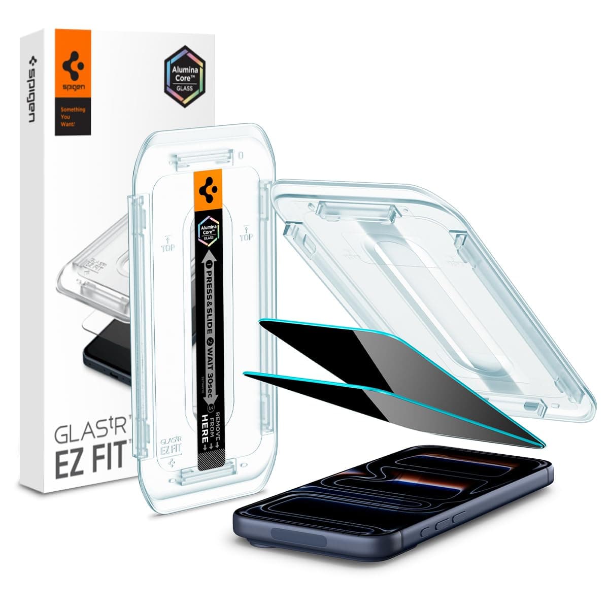 Spigen EZ Fit Privacy Tempered Glass Screen Protector Guard For iPhone 17/17 Pro / 16 Pro [2 Pack]