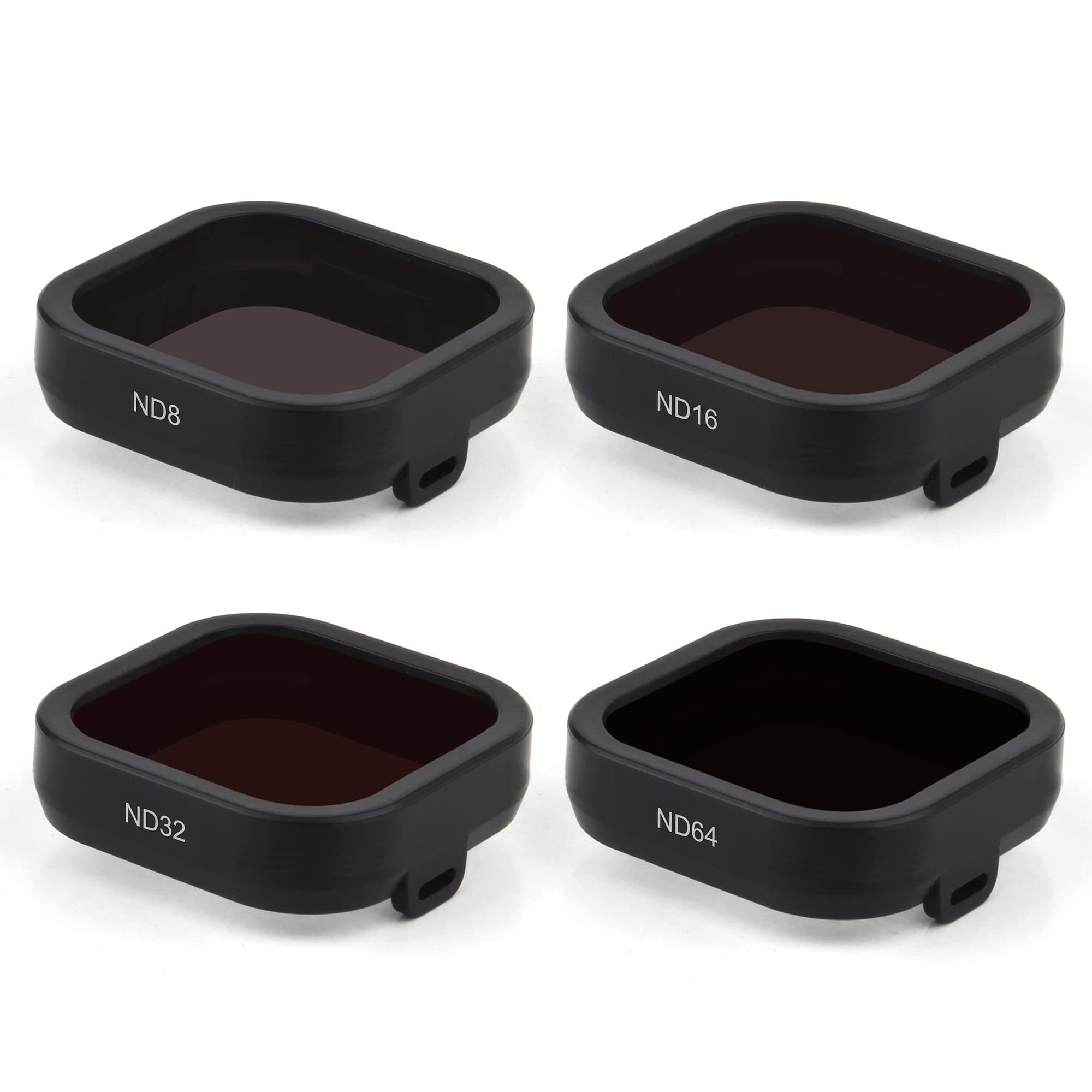 GEPULY 4-Pack Camera Lens Filter Set ND8 ND16 ND32 ND64 Compatible for GoPro Hero 12 11 10 9 Black, Neutral Density Lens Filters Protector, ND Filter Multi Coated HD Protective Optical Glass Cover