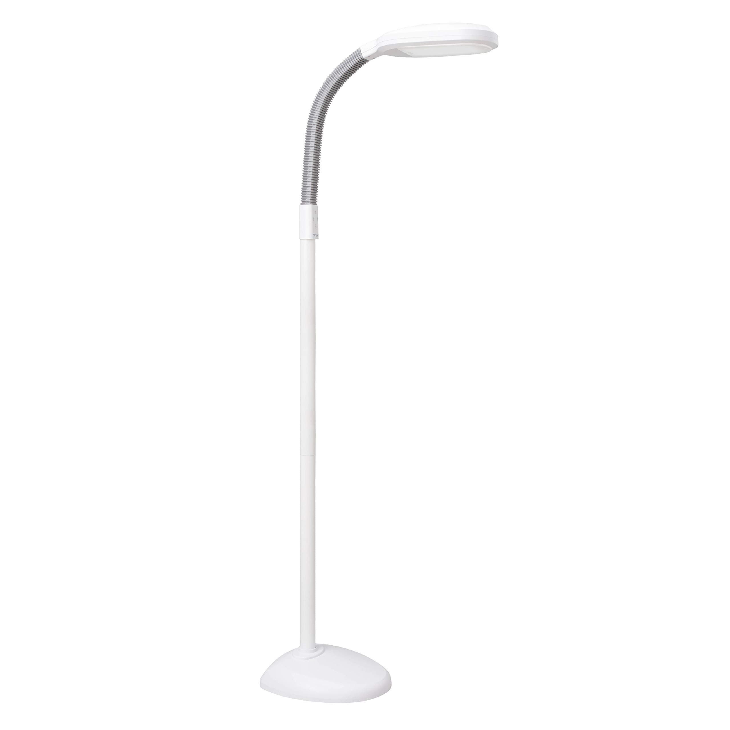 SmartLight Full Spectrum LED Modern Floor Lamp with Adjustable Brightness, Flexible Gooseneck and Easy Controls - Reduces Eye Strain and Fatigue - Ideal for Reading, Artists, Craft (White)