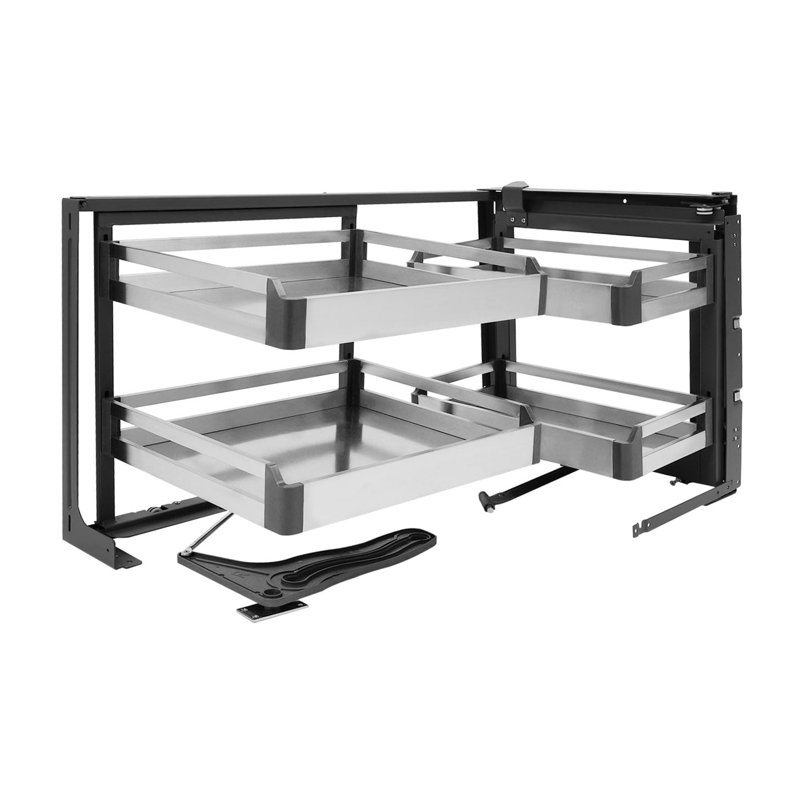 Swing Right Blind Corner Cabinet Pull out Organizer, 115° Opening, 2 Tiers Height Adjustable Swing Tray, Slide out Kitchen Organizer and Storage for 34" Width Blind Cabinet