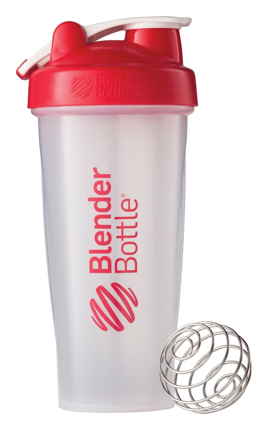 BlenderBottle Classic Loop Top Shaker Bottle, 28-Ounce, Clear/Red