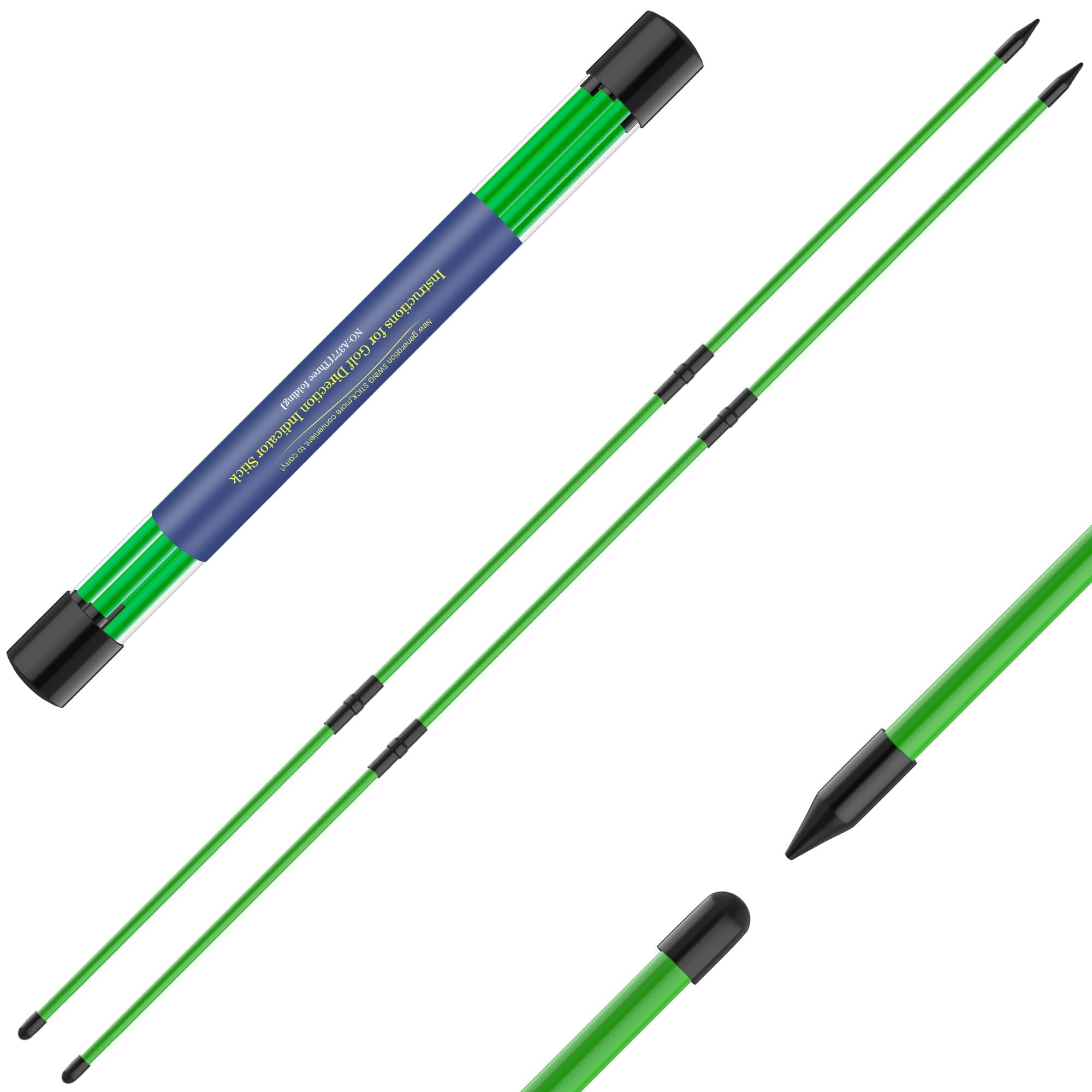 Seticek Golf Alignment Sticks 2 Pack,Upgraded 48" Collapsible Alignment Stick Golf Training Aid for Aiming, Putting, Swing Trainer, Golf Training Sticks with Clear Tube Case