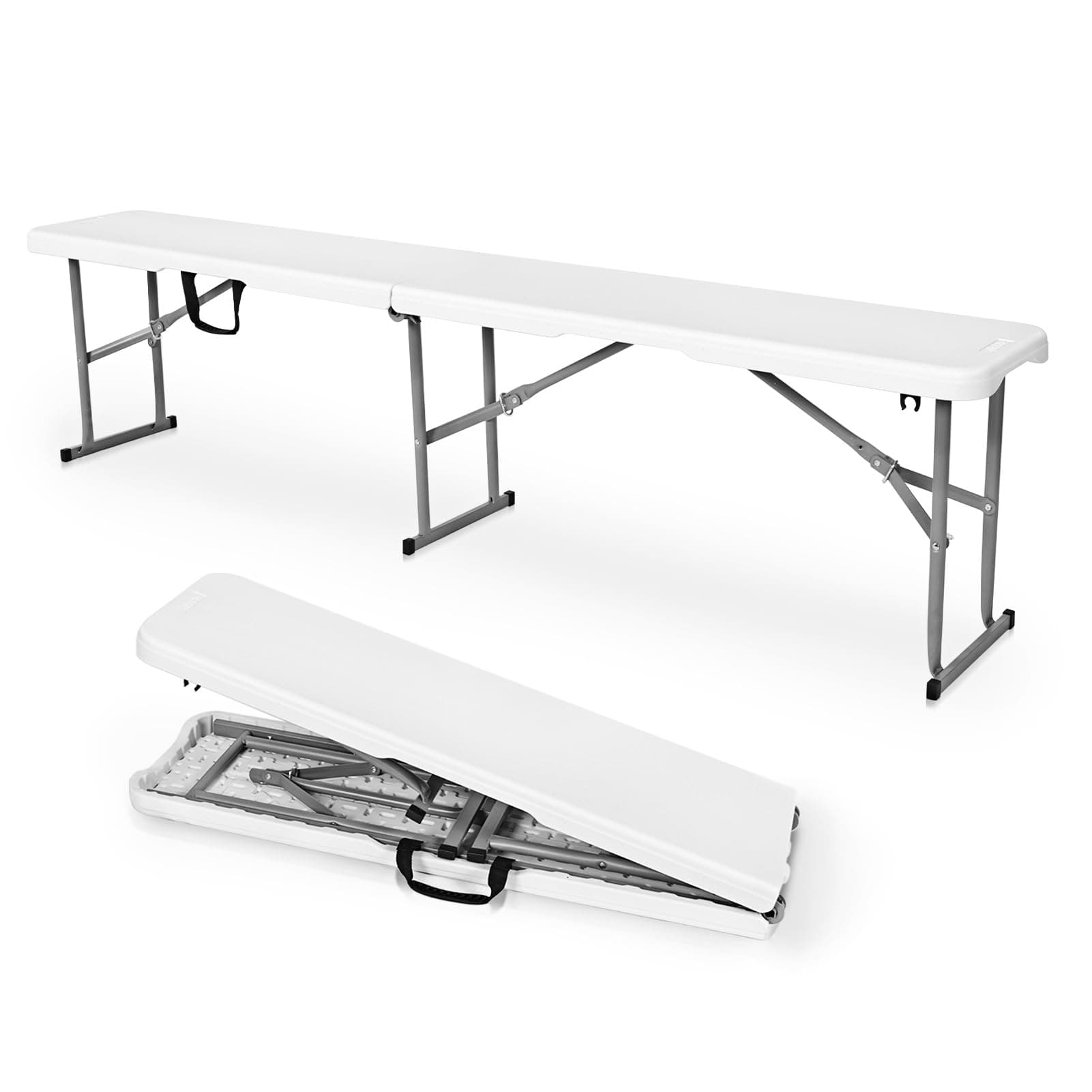 Byliable Folding Bench 6Foot, Plastic Folding Bench Seat Portable Foldable Bench Seating Picnic Party Camping Dining Seat, White Garden Multipurpose Entertaining Activities