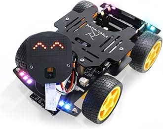 Freenove 4WD Car Kit for ESP32-WROVER CAM (included), Dual Core 32-bit 240MHz Microcontroller, Camera, Dot Matrix, Obstacle Avoidance, Line Tracking, Light Tracking, Colorful Lights, APP