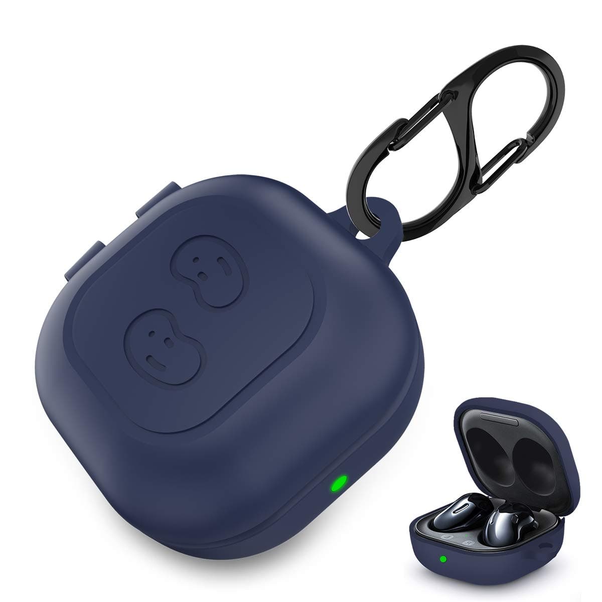 Woocon for Samsung Galaxy Buds Live Case, Shockproof Soft Silicone Cover, Sleek Lightweight Charging Case Skin with Loss Prevention Keychain (2020) (Blue)