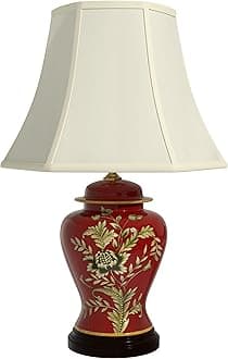ORIENTAL FURNITURE 22.5" Golden Foliage Lamp Porcelain