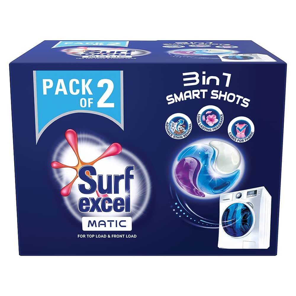 3 in 1 Smart Shots Unit Dose Liquid Detergent Pack of 28 Count for Both Front Load and Top Load Washing Machines|| (28 U x 19.9 g)