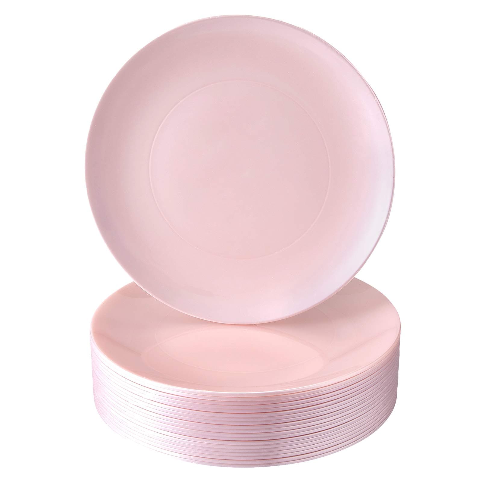 DISPOSABLE DINNER PLATES | 40 pc | Heavy Duty Plastic Dishes | Elegant Fine China Look | Opulence – Blush (10.25”)