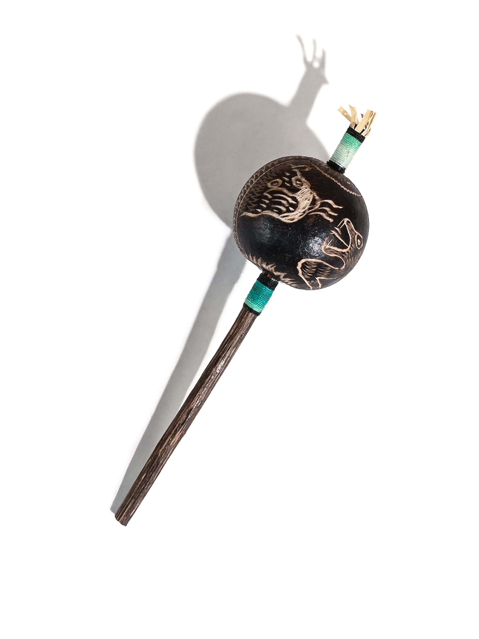 Peruvian Amazon Gourd Rattle for Four Directions, Small, 1 Count, Artisan Hand Crafted Shaman Tool, Native American Instrument for Sound Healing and Meditation