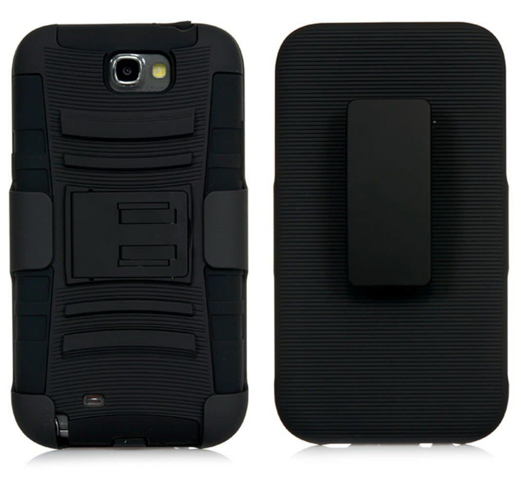 iSee Case Galaxy Note 2 Case, (TM) Heavy Duty Dual Layer Hybrid Protective Cover Case for Samsung Galaxy Note 2 II N7100 (Note2-3 in 1 Black)