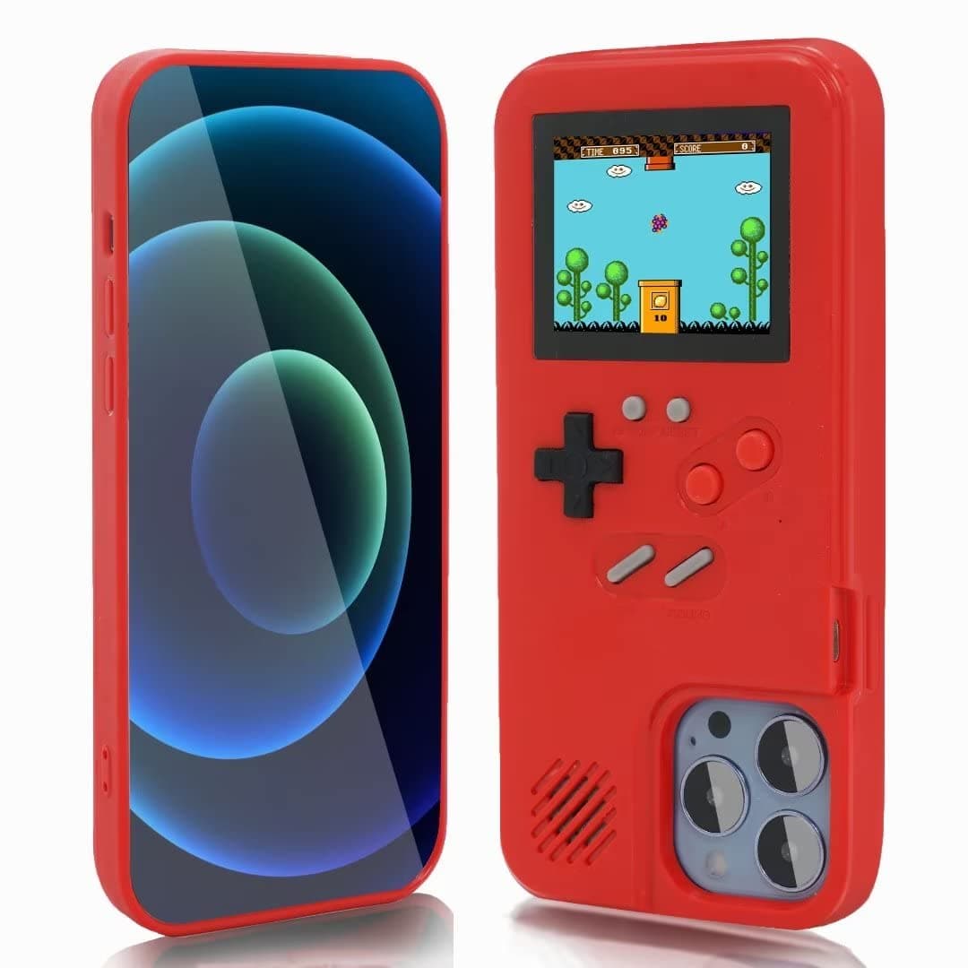 WeLohas Gameboy Case for iPhone 6 /6s /7/8,Handheld Retro 168 Classic Games,Color Video Display Game Case for iPhone,Anti-Scratch Shockproof Phone Cover for iPhone Red