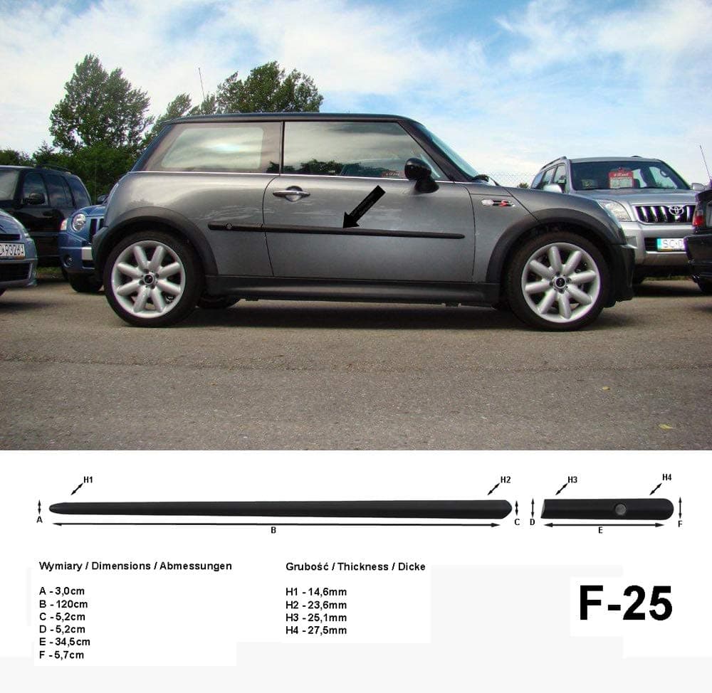 Spangenberg Side Protection Strips Black for Mini I One Cooper S Cabrio R50 R52 R53 up to 2006 F25 (3700025)