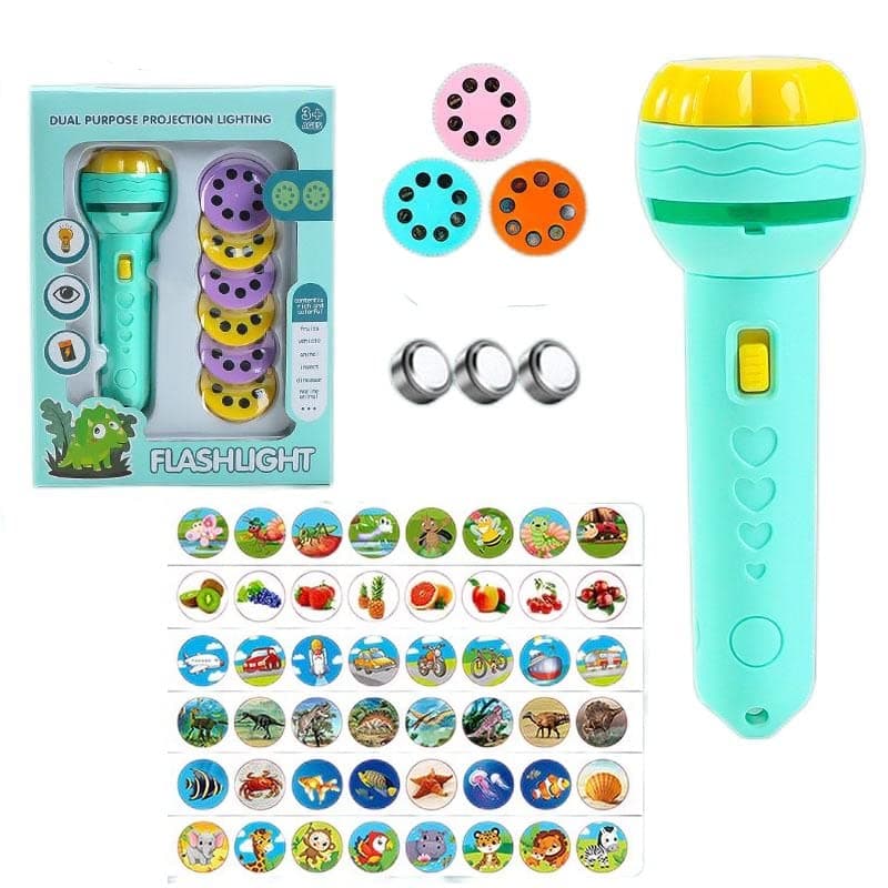 48Pattern Projection Flashlight Educational toys Cognitive Toys Parent-Child Creative Fun Projector (GREEN)3-10 Learning Toys