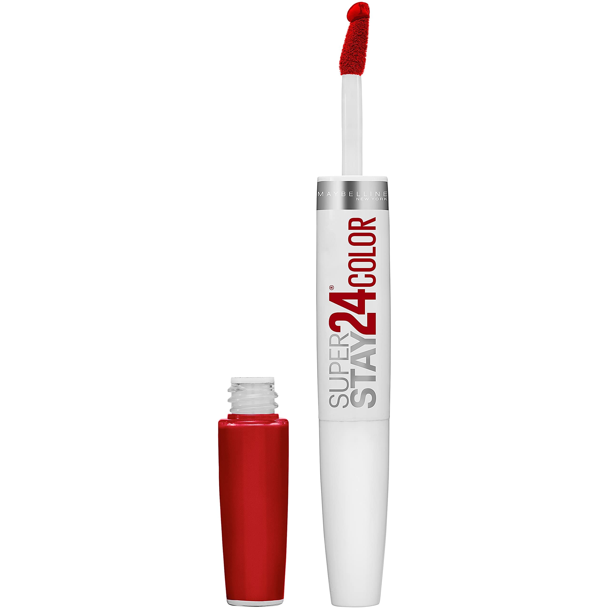 Super Stay 24, 2-Step Liquid Lipstick Makeup, Long Lasting Highly Pigmented Color with Moisturizing Balm, Keep It Red, Red, 1 Count