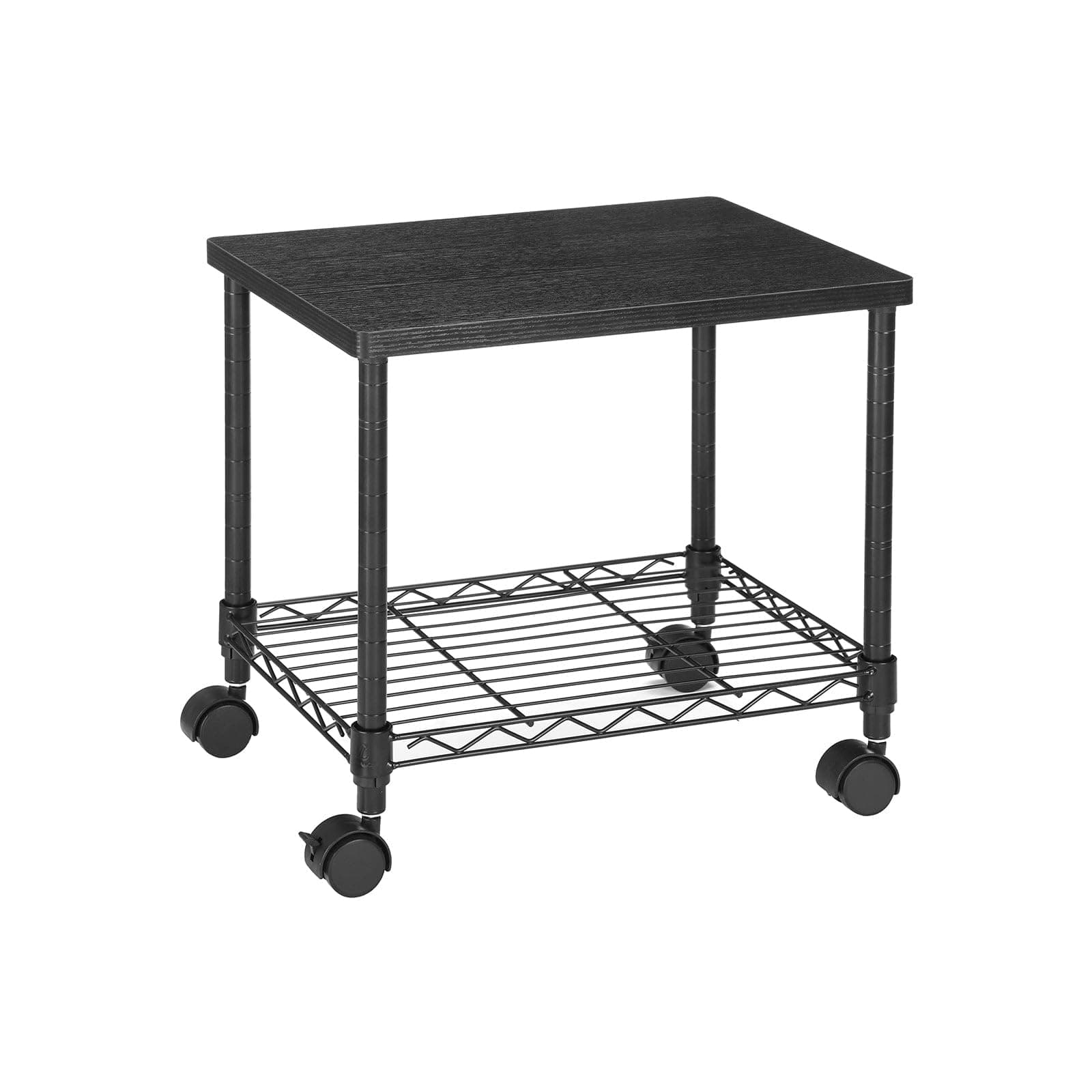 SONGMICS Printer Stand, 2-Tier Under-Desk Printer Cart with Storage, Metal Frame, Fax Stand on Wheels, Black ULGR31BK