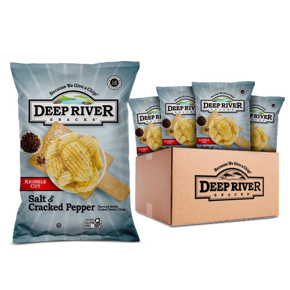 Deep River Snacks Salt & Cracked Pepper Kettle Cooked Potato Chips, 5-Ounce (Pack of 12)