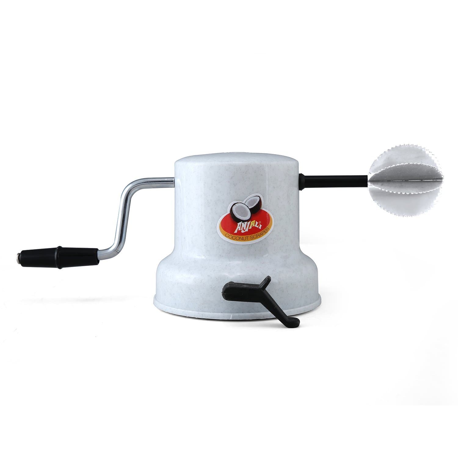 Anjali Plastic Coconut Scrapper with Vacuum Base, White