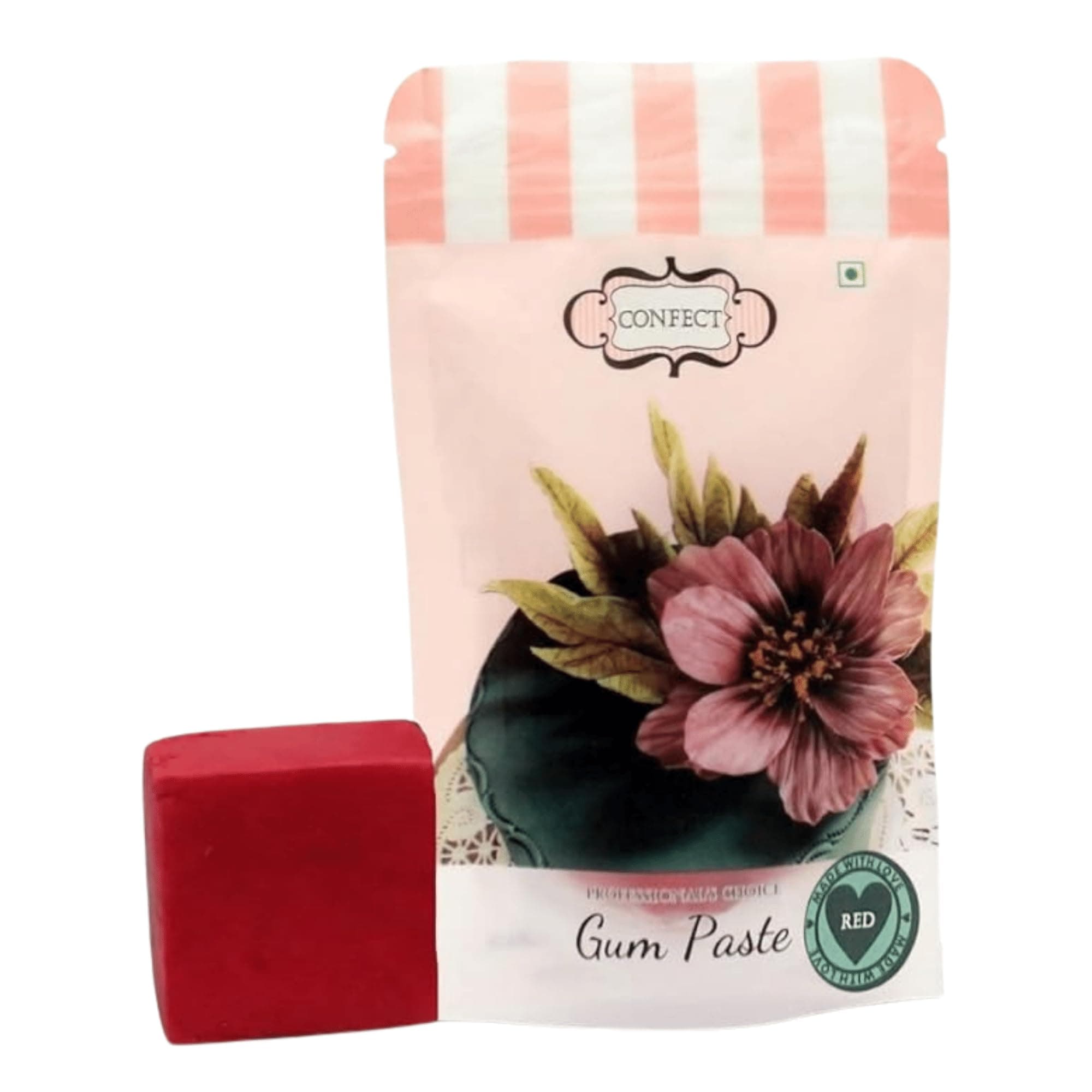 Confect Red Gum Paste for Cake Decorating | Christmas Gum Paste For Cake Decorating | For Create Elegant Roses, Ruffles & Leafs Flowers | Vegan, Gluten-Free, Nut-Free, Palm Oil-Free- 250 Gms