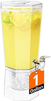 Lifewit 1 Gallon Drink Dispenser for Parties, 4L Plastic Beverage Container with Stand for Juice/Tea/Soda & Lemonade, Clear Water Pitcher with Spigot for Mimosa Bar Hosting 39 x 16 cm/15x6"