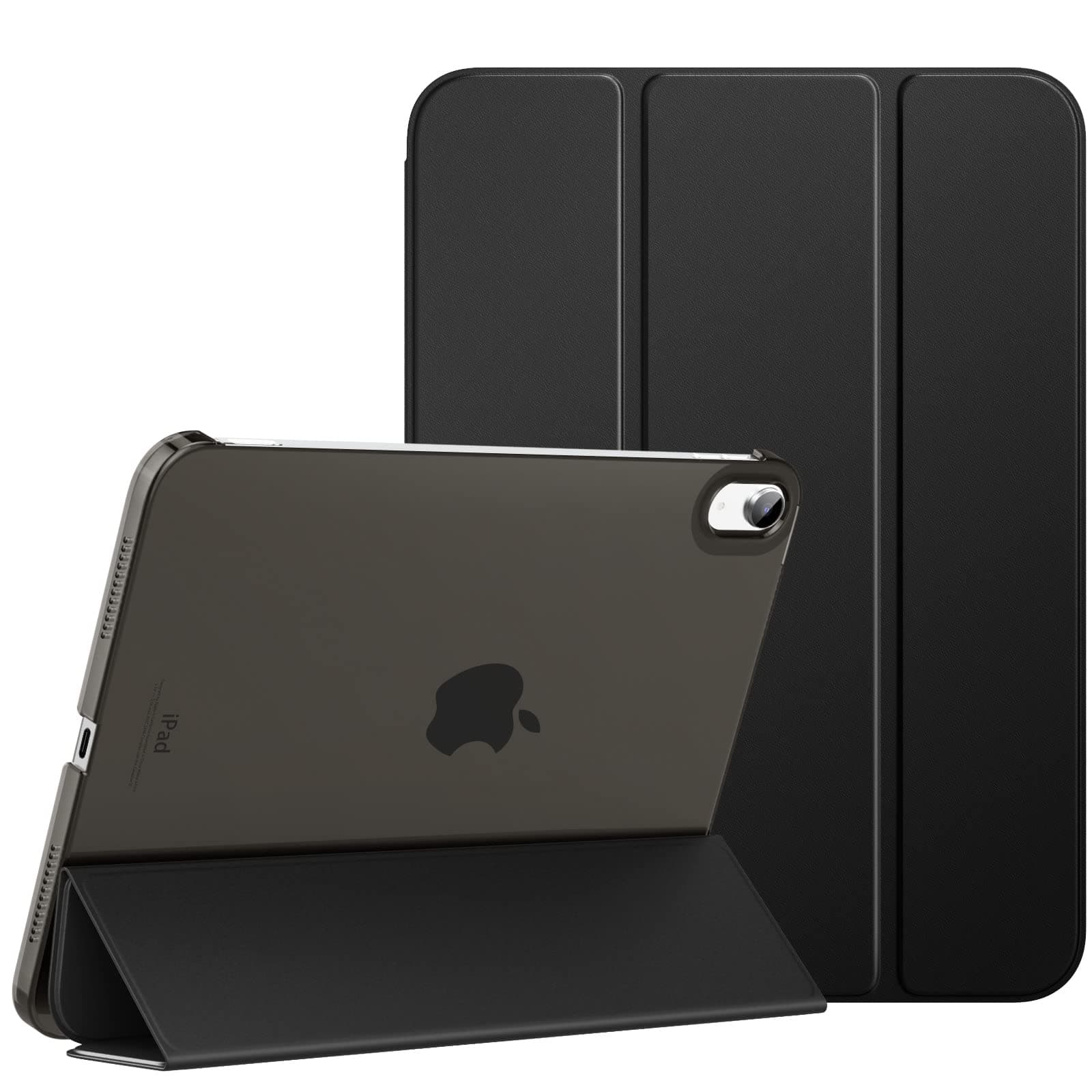 MoKo iPad 10th Generation Case, 2022 Slim Stand Hard PC Translucent Back Shell Smart Cover Case for iPad 10th Gen 10.9 Inch 2022 Support Touch ID Auto Wake/Sleep (Black)