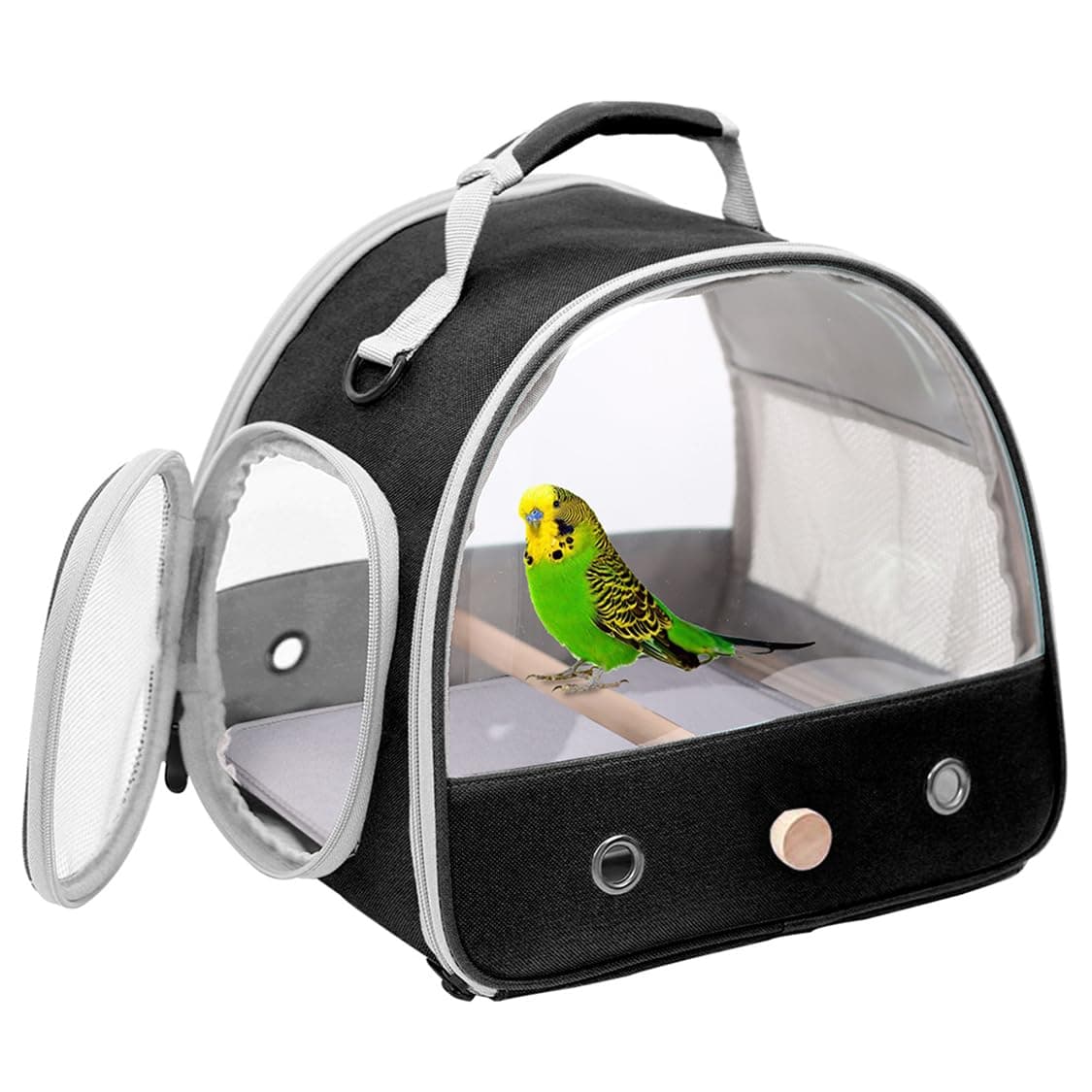 Bird Travel Carrier, Portable Small Bird Parrot Parakeet Carrier with Standing Perch and Soft Mat, Side Access Window Collapsible to Carry and Transport Birds Vet Visit