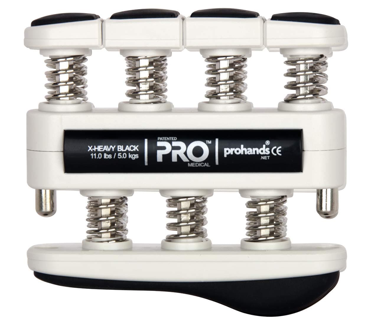 Prohands PRO Hand Exerciser, Finger Exerciser (Hand Grip Strengthener), Spring-Loaded, Finger-Piston System, Isolate and Exercise Each Finger, (11 lb X-Heavy Tension, Black-Pro Rehab)