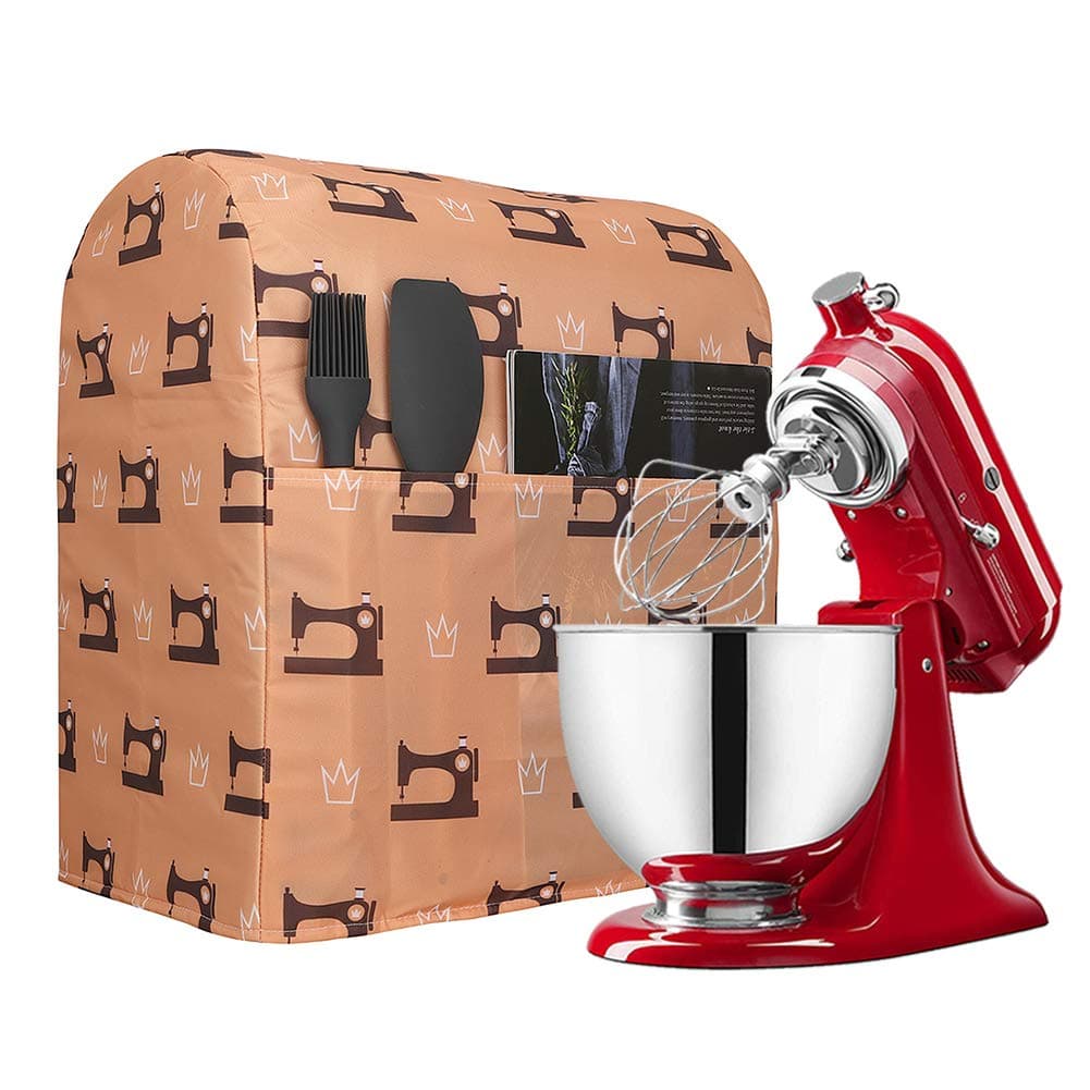 QEES Kitchen Mixer Covers, Thicken Stand Mixer Dustproof Cover, Protector Cover for Kitchen Mixer, 4.5-6 Quart Kitchen Aid Organizer, Gift for Mother JBJZ03 Orange