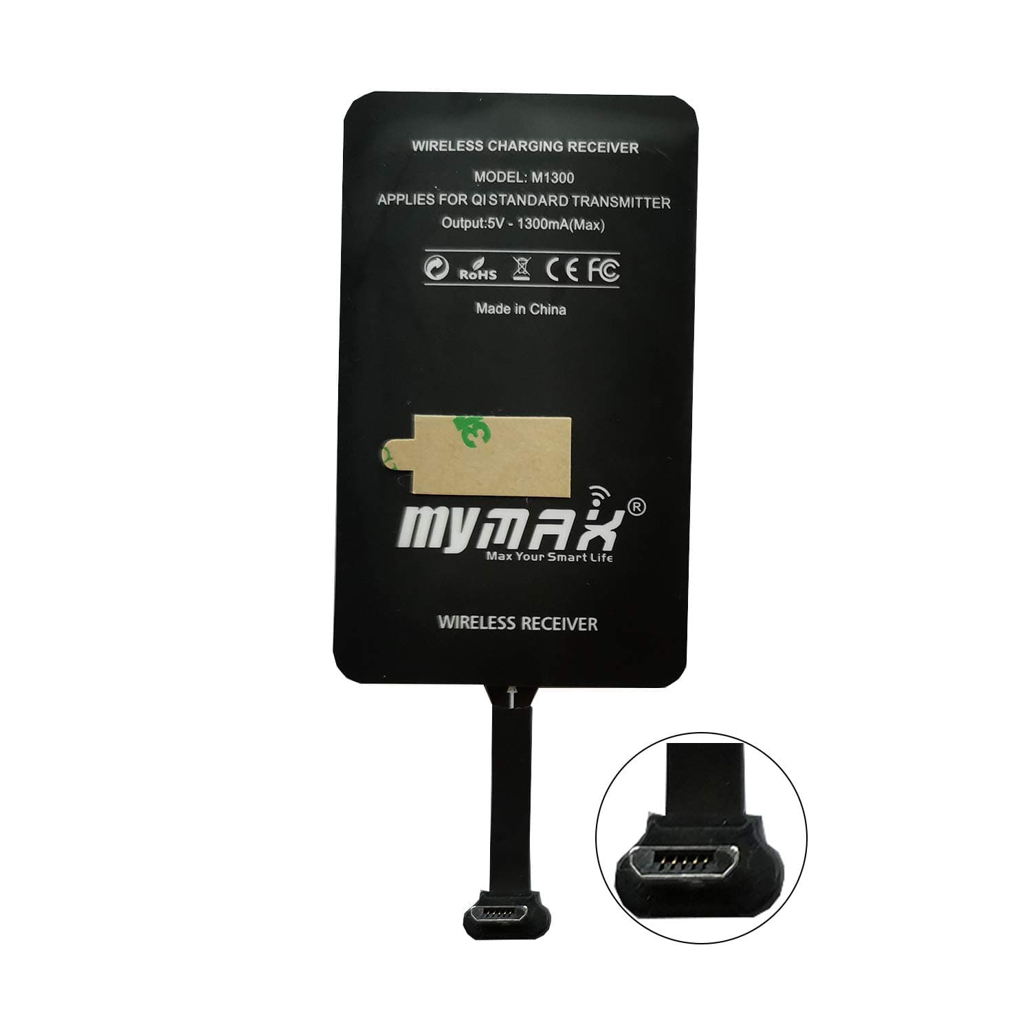 MyMAX – Type A 1300mA Super-Fast Qi Wireless Charging Receiver and Adapter Compatible with Samsung Galaxy, Huawei, LG, Nokia, Moto, HTC, Google Nexus (NOT type C)