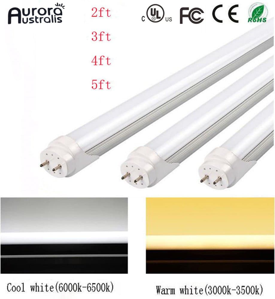 Easy-Installing & Eco-Friendly T8 LED Tube Light - 2FT 24" 10W (18W Equivalent), Double-End Powered, Milky Cover, Works from 85-265VAC Fluorescent Replacement Lamp (1, Cool White 6000K-6500K)