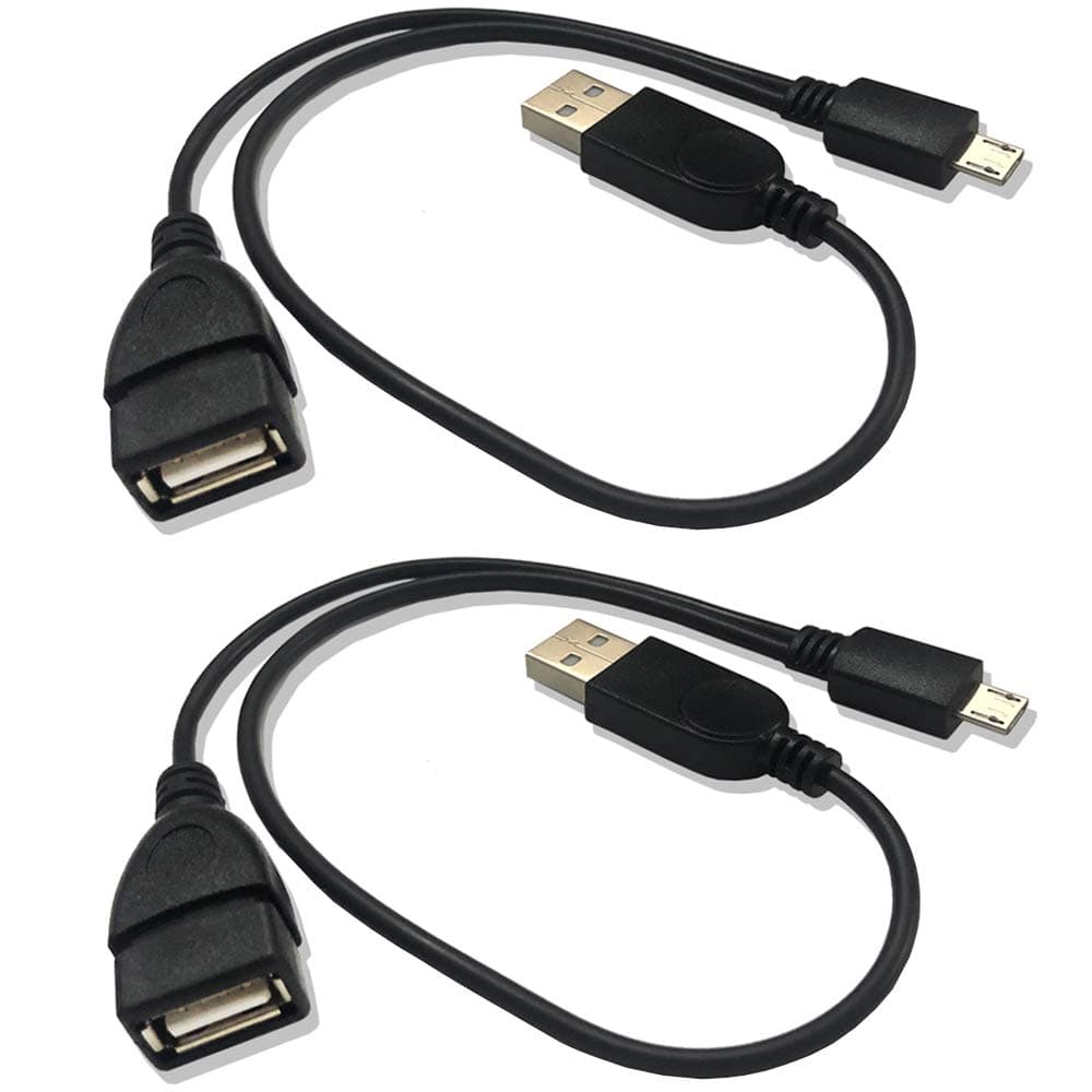 AuviPal 2-in-1 Micro USB to USB OTG Adapter (OTG Cable + TV's USB Power Cable) for Fire Stick, Playstation Classic and More - 2 Pack
