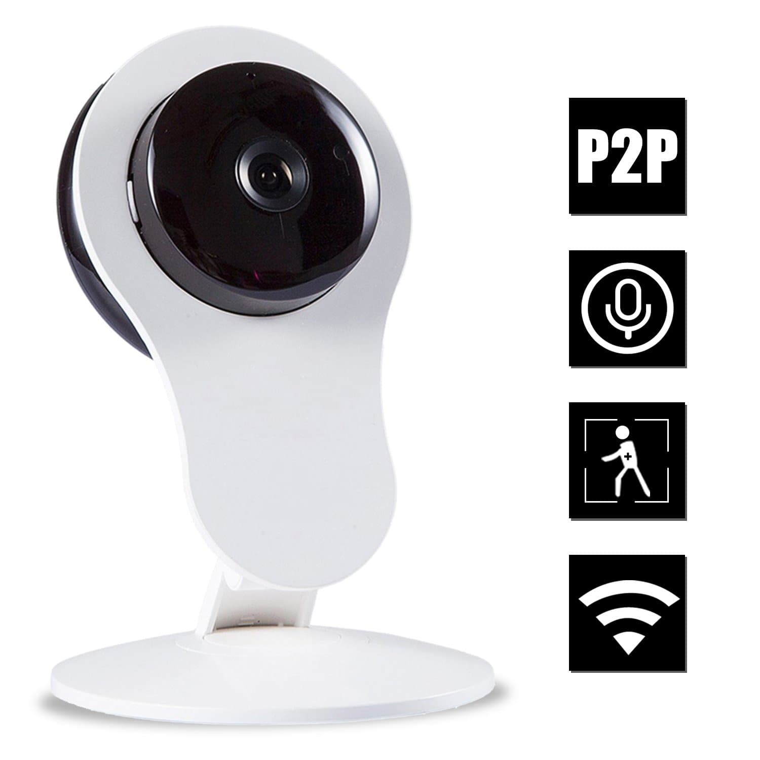 Savvypixel WiFi Home Camera,Wireless Security Camera with Motion Detection,IP Surveillance Cameras with Motion Detection,Two-Way Audio and Night Vision ( White)