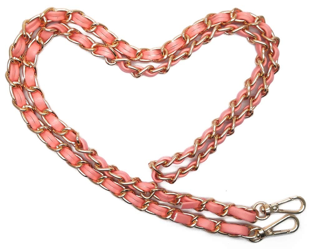 ZLYY Leather Metal Chain Replacement Interchangeable Shoulder Bag Strap Bag Accessories - 47 Inch Pink