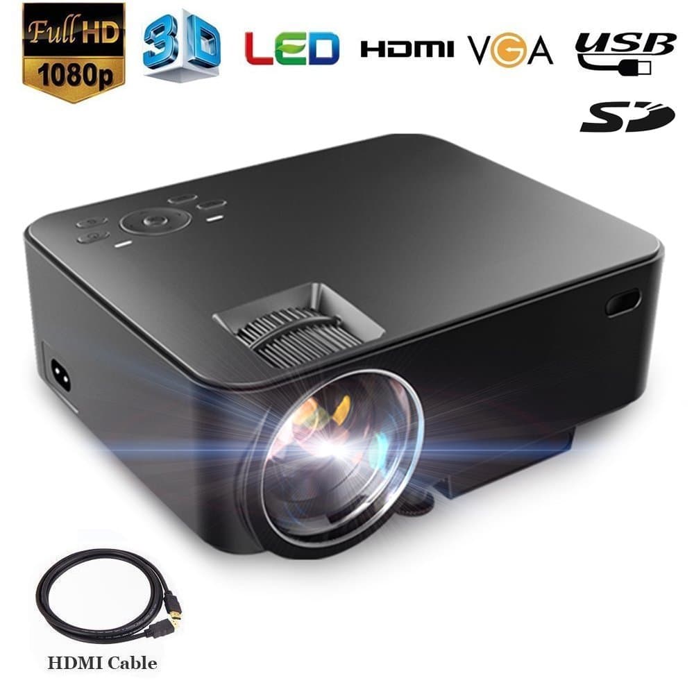 LED Projector, 1500 Lumens Video Projector with Hugh Screen 170" Support HD 1080P HDMI VGA AV USB Input Multimedia Portable Projector for Home Theater Office Laptop U-disk Xbox PS4 DVD