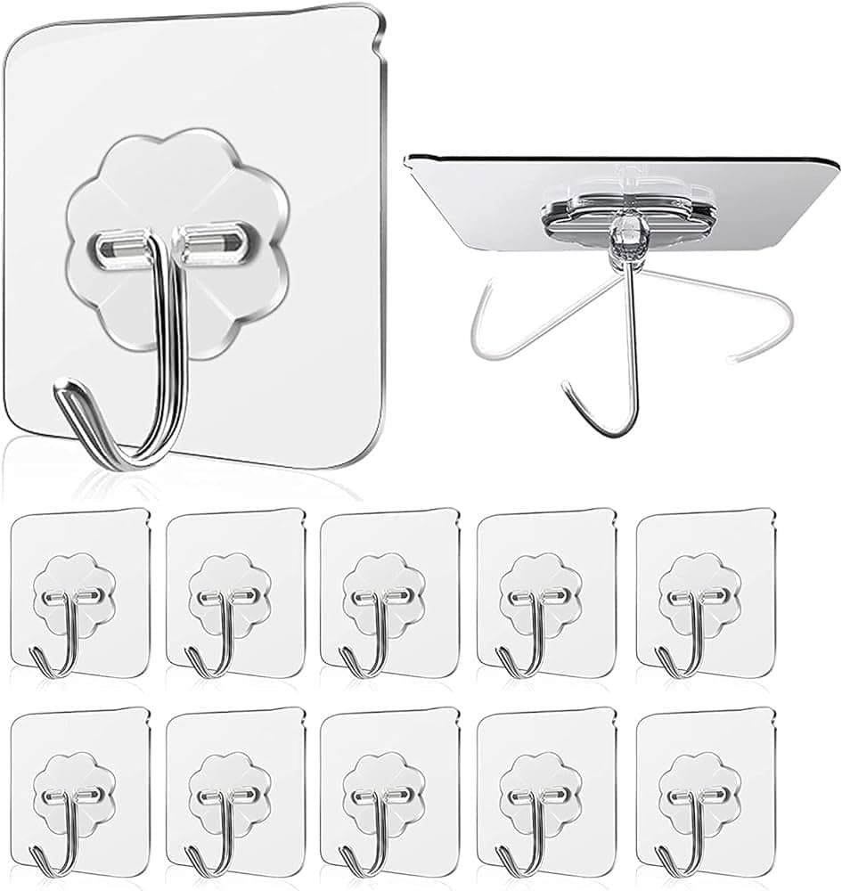 HOMWICK13pc 9kg (MAX) Self-Adhesive Multipurpose Hooks Ultimate Organizational Solution