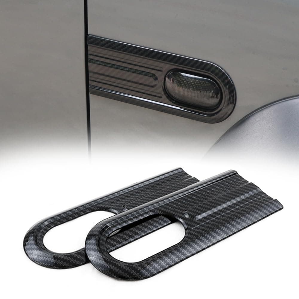 2PCS Side Turn Signal Light Cover Guard Fender Turn Signal Lamp Frame Bezel Trim Compatible with Suzuki Jimny 2019 2020 2021 2022 2023 2024 Exterior Accessories (Carbon Fiber Look)
