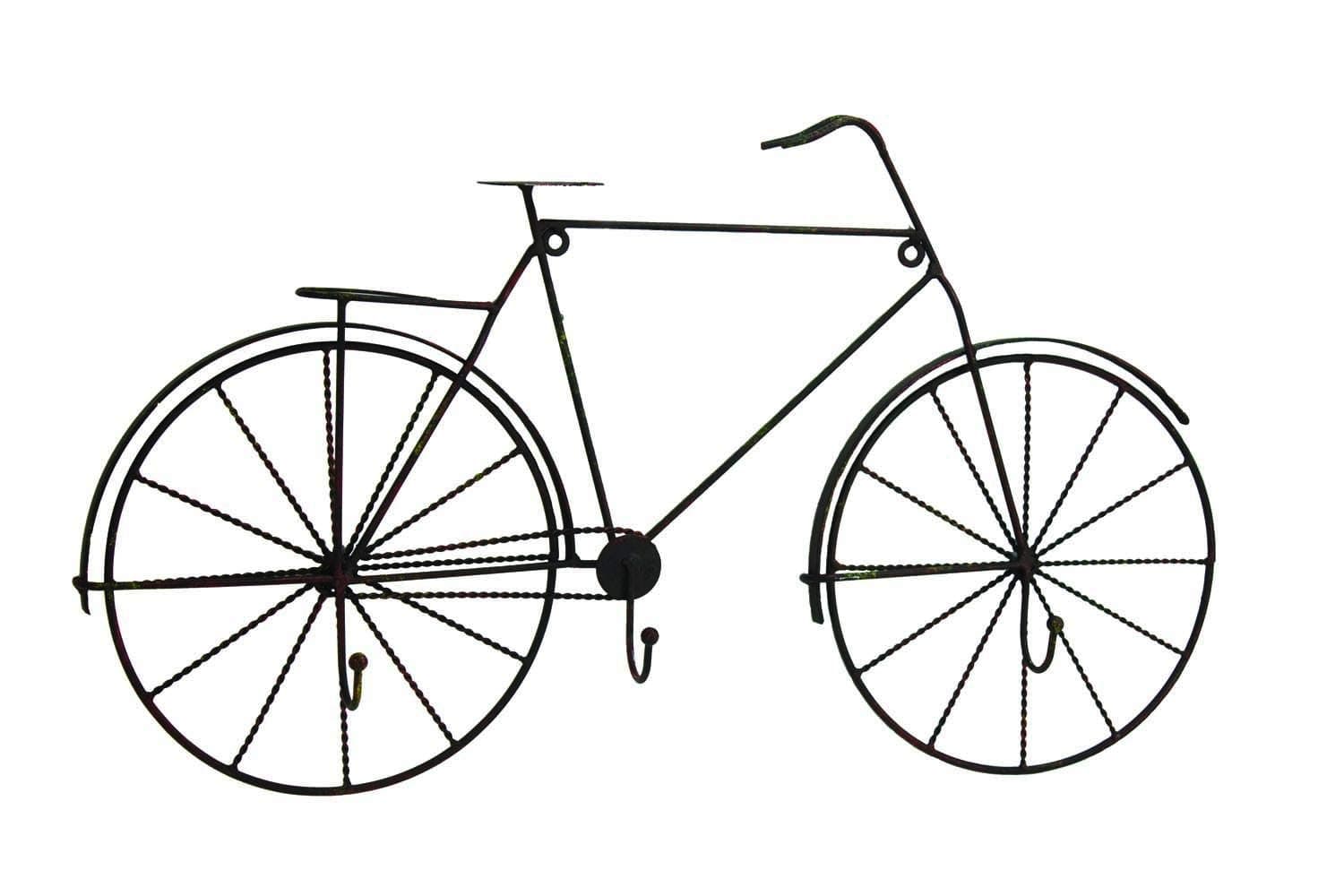 21" Iron Wall Hanging Bicycle with 3 Hooks