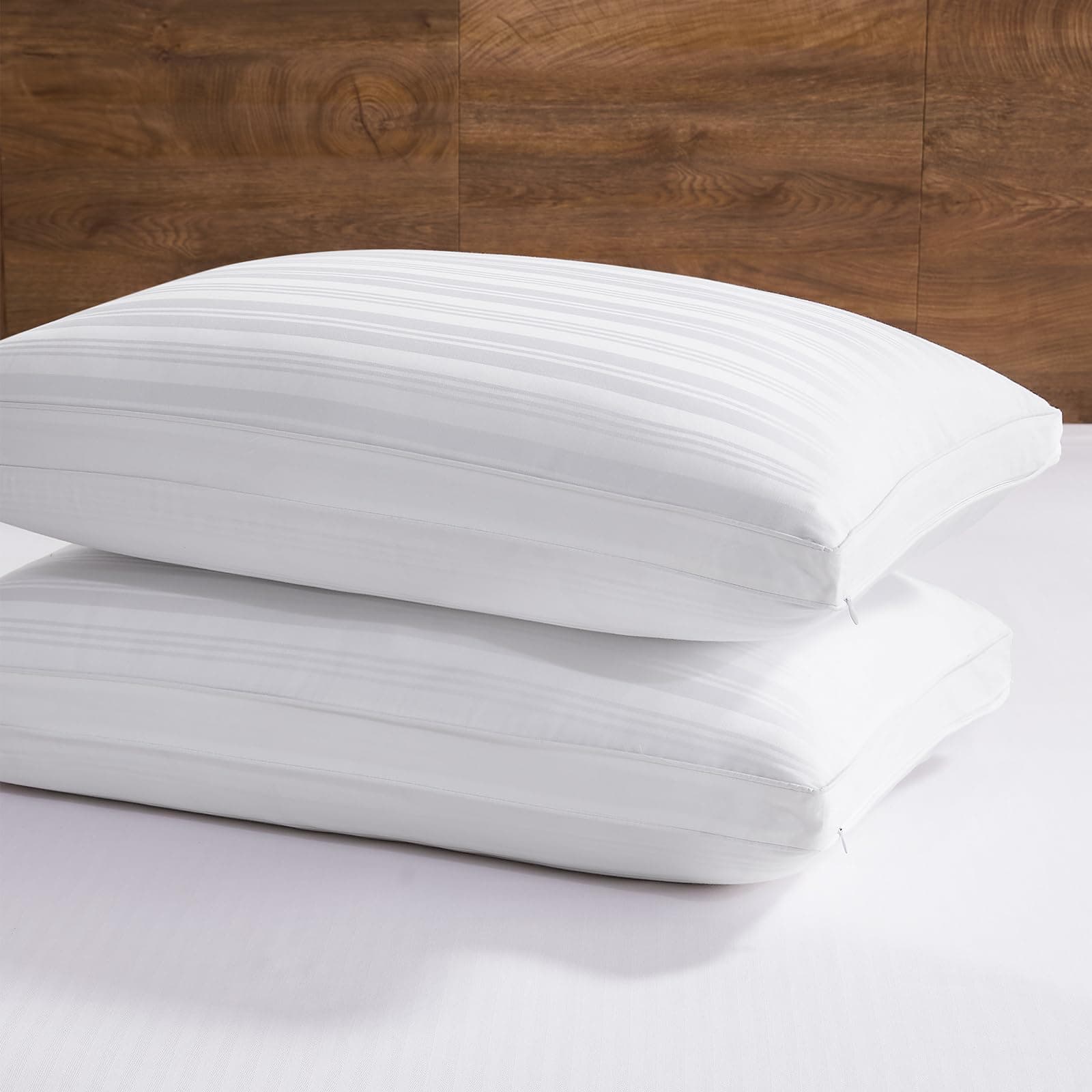 downluxe Goose Down Feather Pillow - 2 Pack Gusseted Bed Pillows for Sleeping with Premium Cooling Bamboo Shell, Down Pillow Queen Size(18"x26"x2")