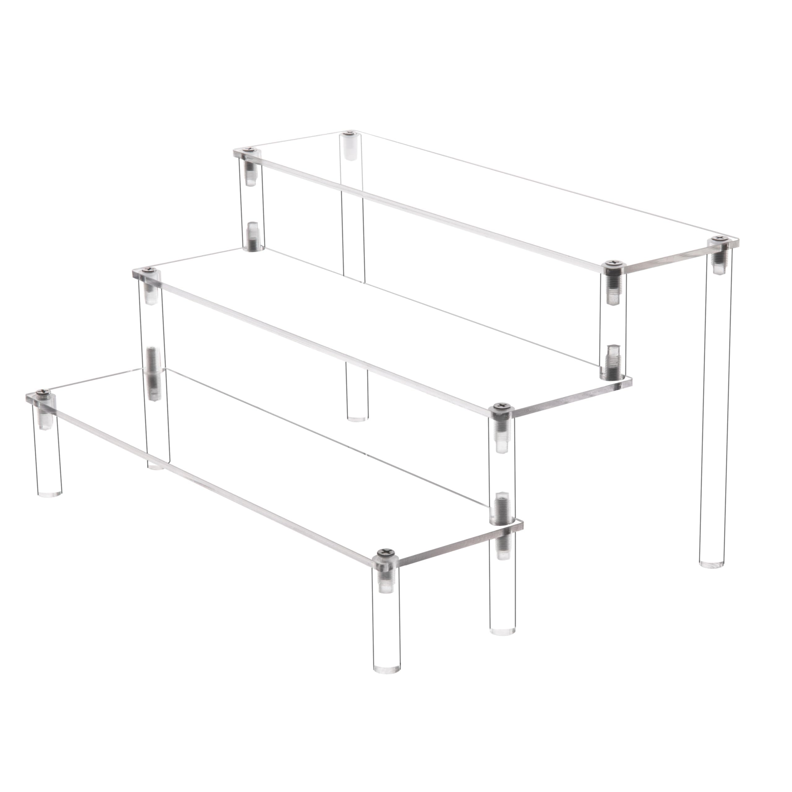 3 Steps Clear Acrylic Display Riser Cupcake Stand Display for Decoration and Organizer