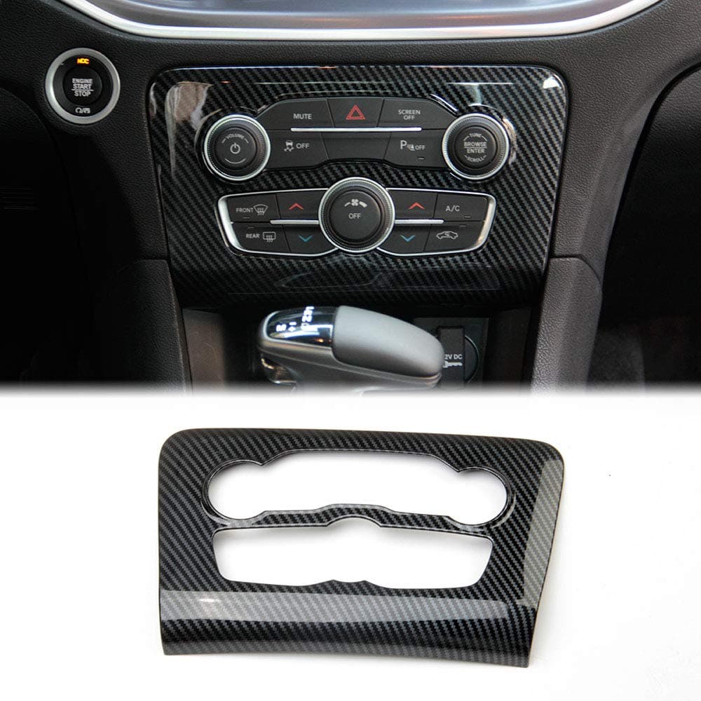 Carbon Fiber Central Control Air Conditioning A/C Panel Cover tirm for Dodge Charger 2015+ (Black)