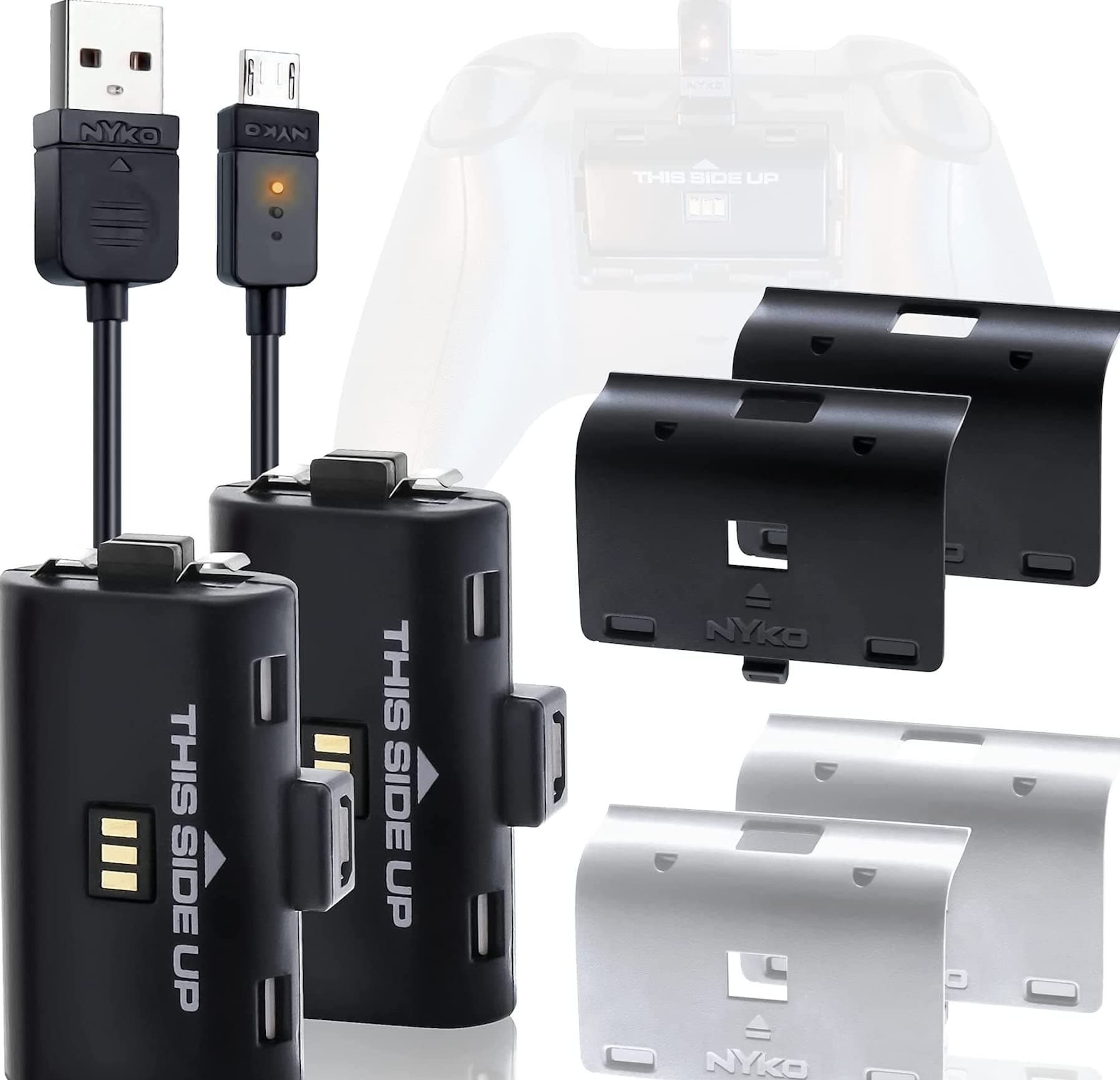 Nyko Xbox One Power Kit Plus - Rechargeable Battery Kit w/ 2 Batteries, Micro-USB Cable for Xbox one Controllers ONLY– Not Compatible w/Xbox S/X – Not Compatible w/Xbox Controllers w/Home Button