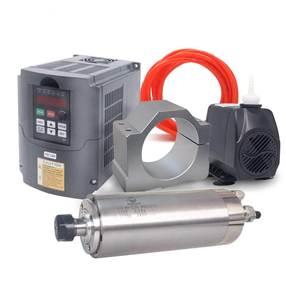 110V 2.2kw vfd Spindle Package:110V 2.2KW VFD+110V 2.2KW Φ80mm ER20 Water Cooled Spindle Motor+110V Water Pump+80mm Clamp +5m Water Pipe