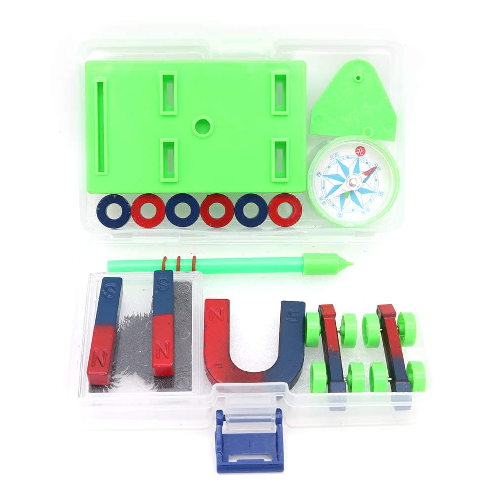 DollaTek Physical magnet experiment set popular science U-shaped round bar magnet, iron powder box magnetic levitation experiment equipment